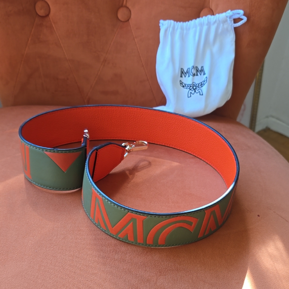 MCM Olive and Tangerine Bag Strap